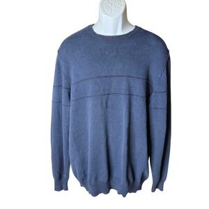 Eddie Bauer Mens XL Sweater Blue Cotton Knit Crewneck Pullover Classic Casual